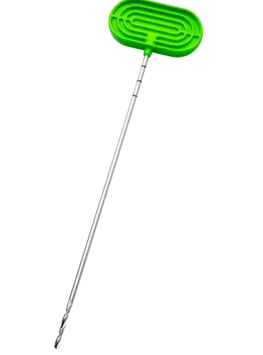 A green plastic spoon featuring a smooth handle, suitable for various dining and cooking tasks.